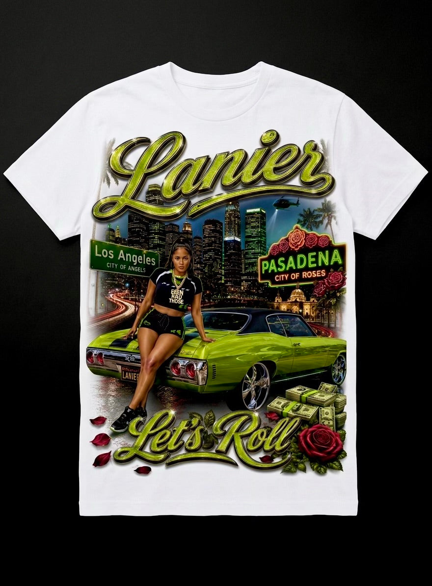 White “Let’s Roll” Graphic Tee