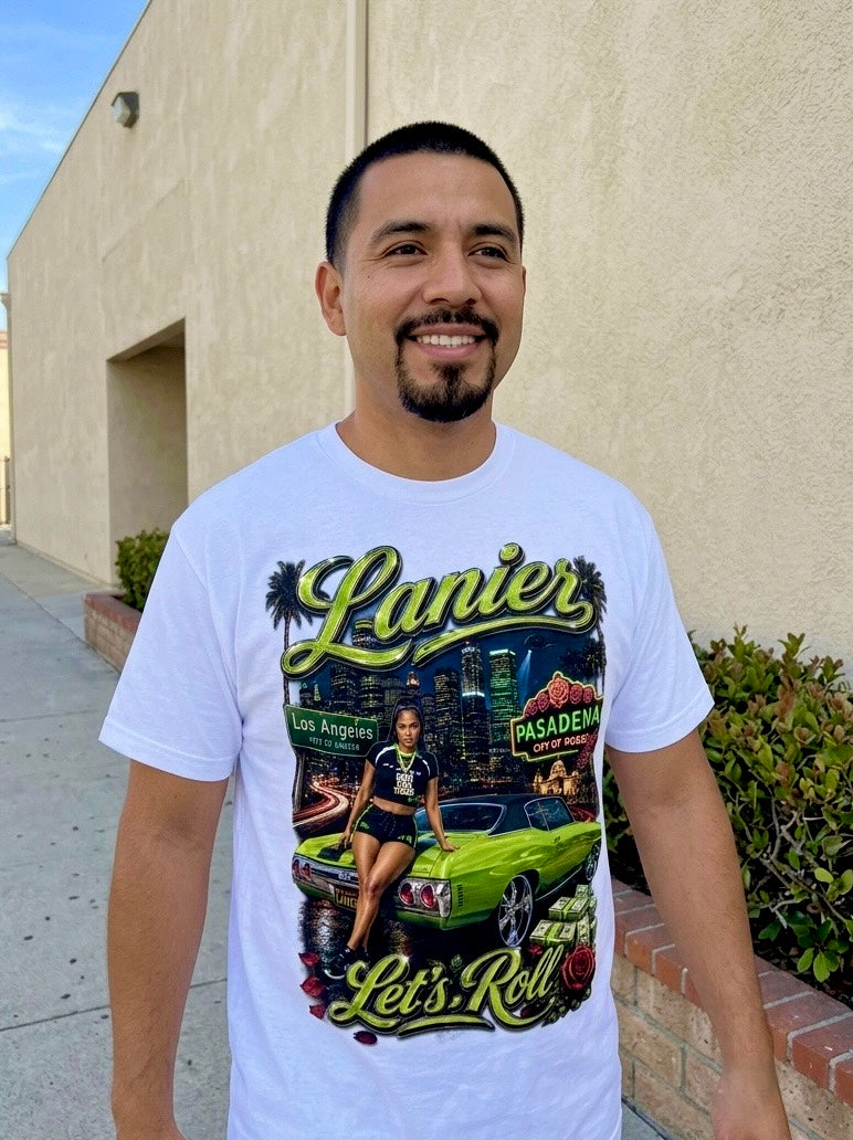 White “Let’s Roll” Graphic Tee